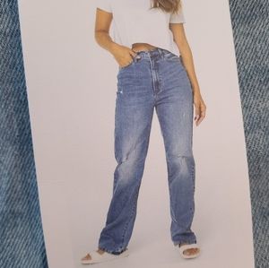 NWT Celebrity Pink High Rise Relaxed Straight Blue Jeans 17/33